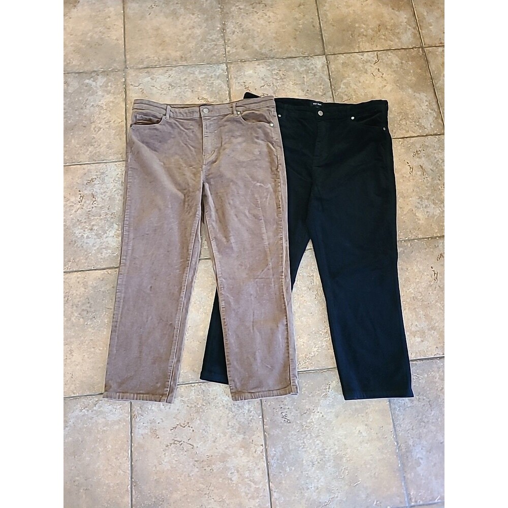 2 Pair Of Well Worn Women's Soft Corduroy High Rise Skinny Pant 1 Black  1 Tan